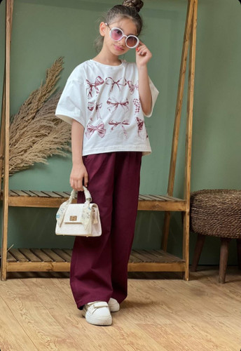 ست کراپ و شلوار بگ پاپیون از ۶ سال تا ۱۶ سال