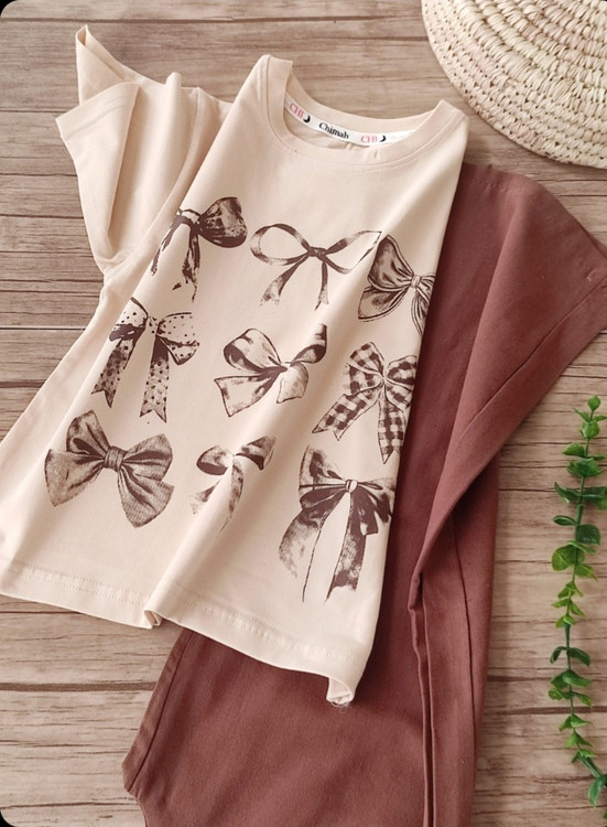 ست کراپ و شلوار بگ پاپیون از ۷ سال تا ۱۶ سال