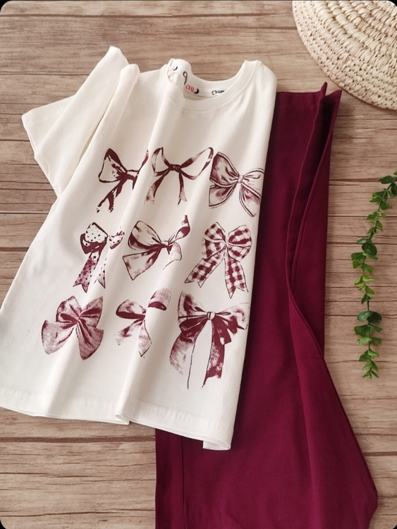 ست کراپ و شلوار بگ پاپیون از ۶ سال تا ۱۶ سال