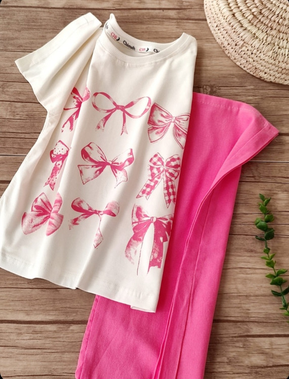 ست کراپ و شلوار بگ پاپیون از ۶ سال تا ۱۶ سال