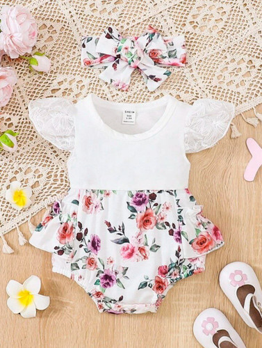 بادی نوزادی دخترانه با هدبند 1 تا 18 ماه