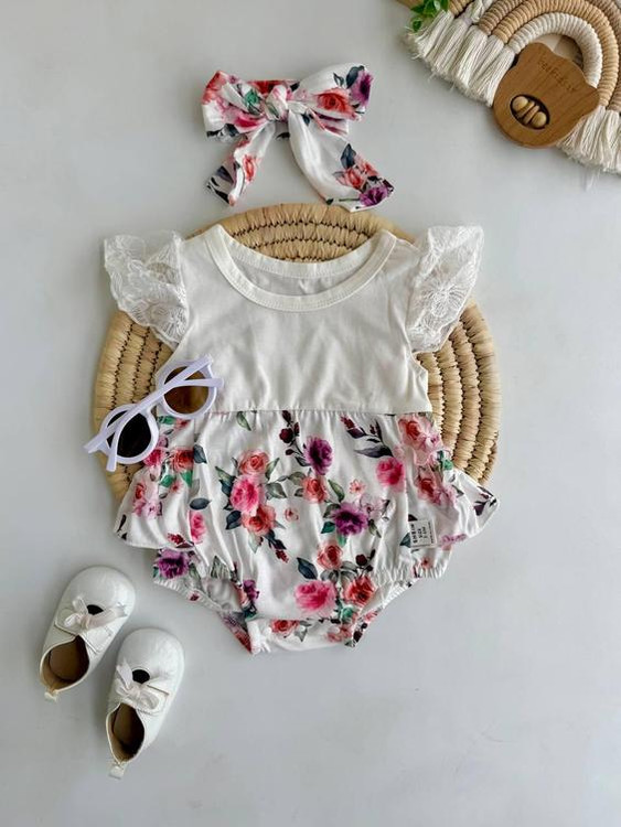 بادی نوزادی دخترانه با هدبند 1 تا 18 ماه