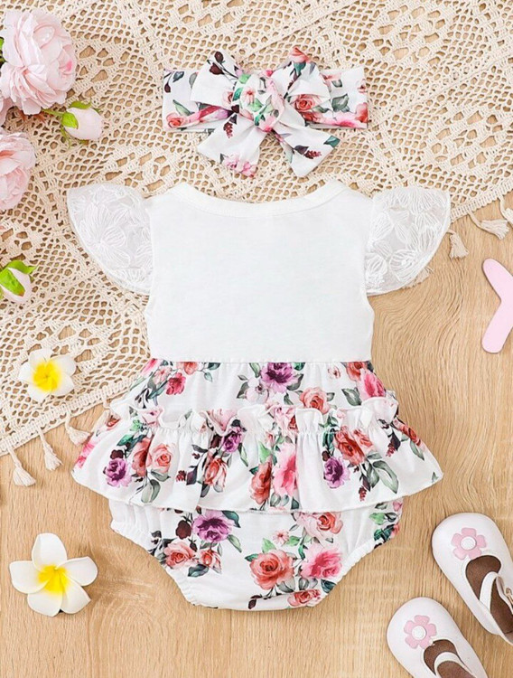 بادی نوزادی دخترانه با هدبند 1 تا 18 ماه