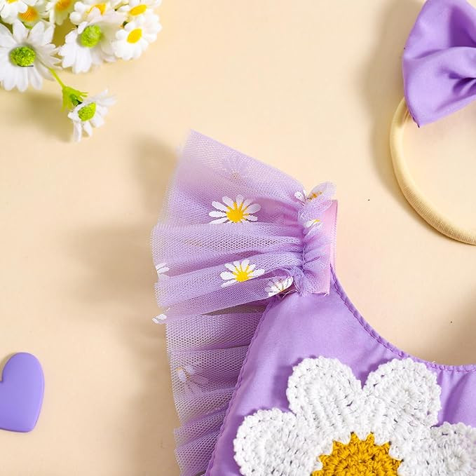 بادی مجلسی نوزادی دخترانه گل بابونه همراه با هد 3 تا 18 ماه