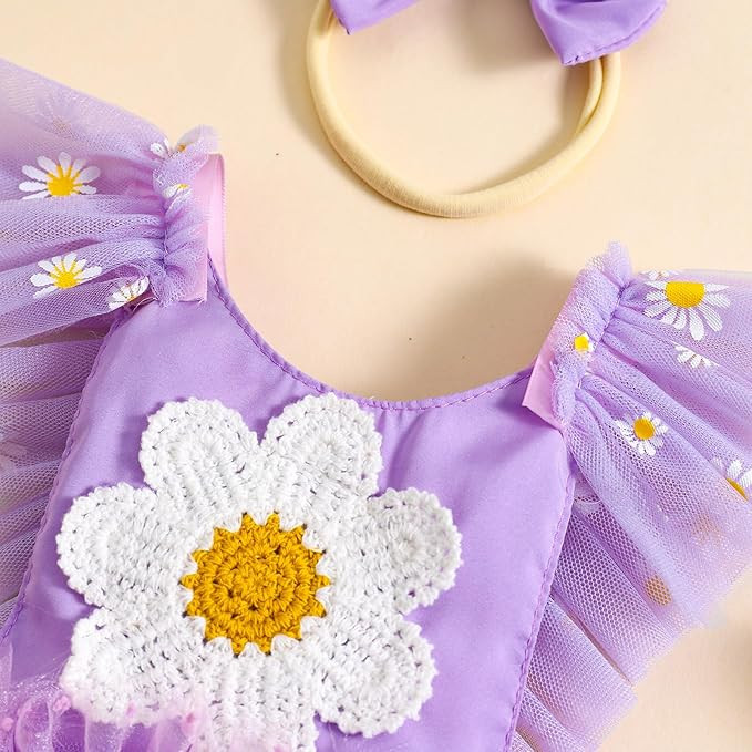 بادی مجلسی نوزادی دخترانه گل بابونه همراه با هد 3 تا 18 ماه