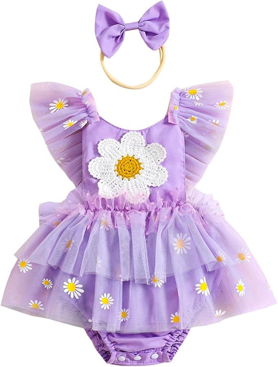 بادی مجلسی نوزادی دخترانه گل بابونه همراه با هد 3 تا 18 ماه