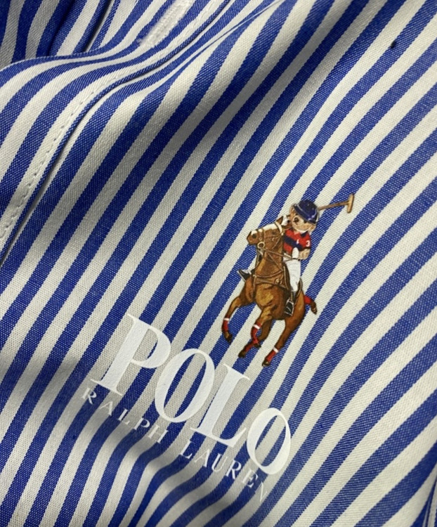 پیراهن پسرانه راه راه آبی پولو چوگان از ۱ تا ۵ سال