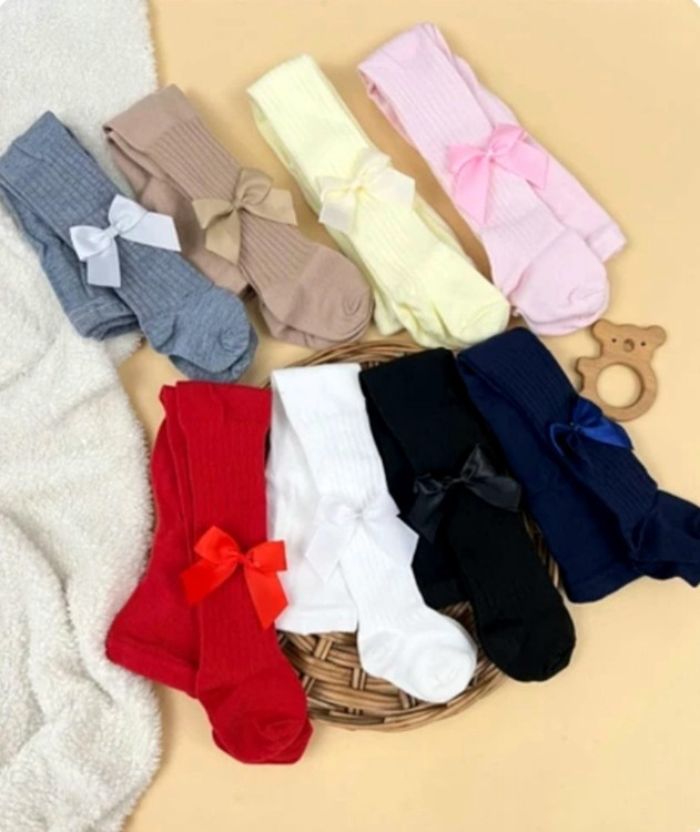 جوراب شلواری کبریتی پاپیونی دخترانه از نوزادی تا 6 سال