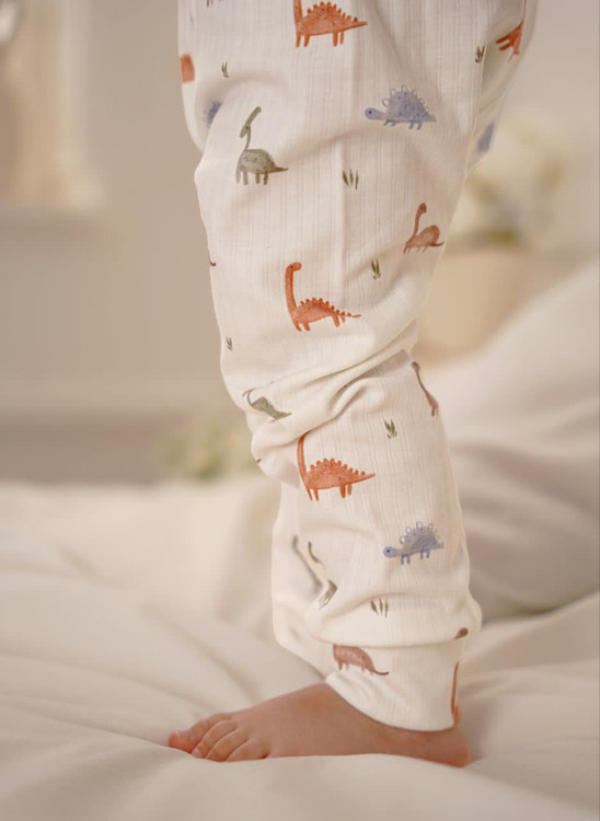 ست راحتی تیشرت آستین کوتاه و شلوار نوزادی طرح داینو 6 ماه تا 4 سال