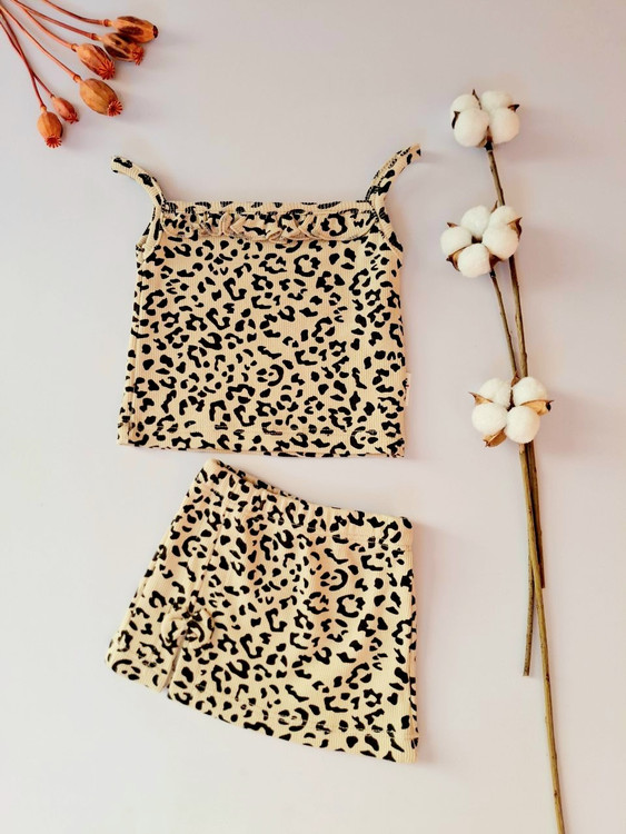 ست تاپ و دامن پلنگی نوزادی ۳ تا ۲۴ ماه