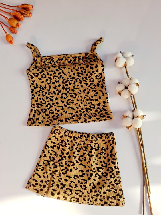 ست تاپ و دامن پلنگی نوزادی ۳ تا ۲۴ ماه