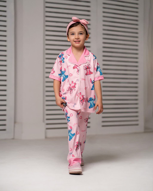 ست بلوز و شلوار راحتی دکمه دار مادر کودک طرح استیج از ۲ سال تا بزرگسال