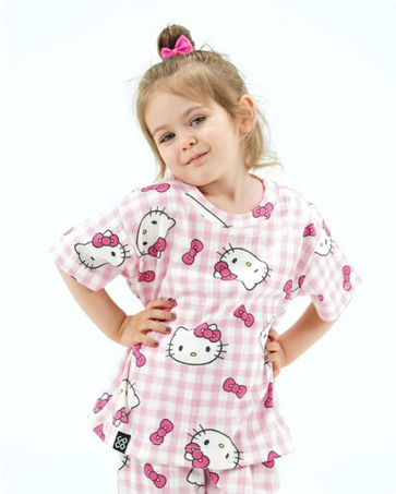 ست تیشرت و شلوار راحتی بچگانه طرح کیتی از 10 ماه تا 8 سال