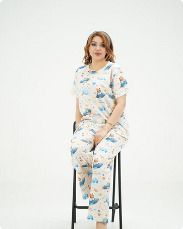 ست تیشرت و شلوار راحتی بچگانه طرح خرس هواپیماسوار از 10 ماه تا 8 سال