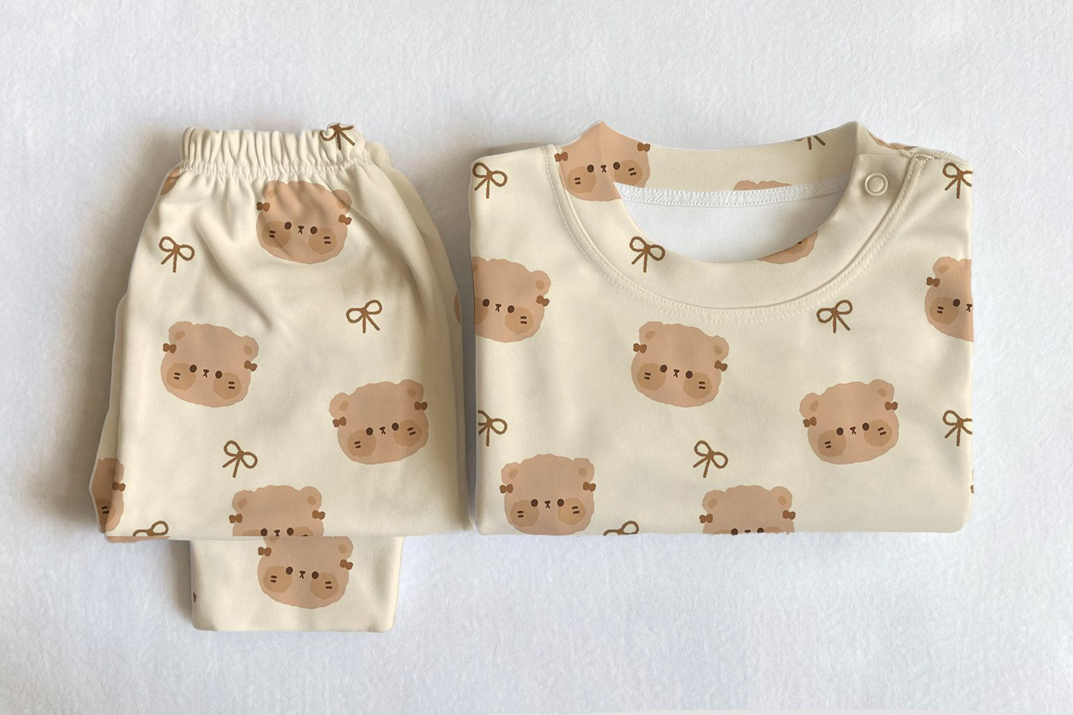 خرید و قیمت ست راحتی تیشرت آستین کوتاه و شلوار نوزادی طرح تدی و پاپیون 6 ماه تا 24 ماه