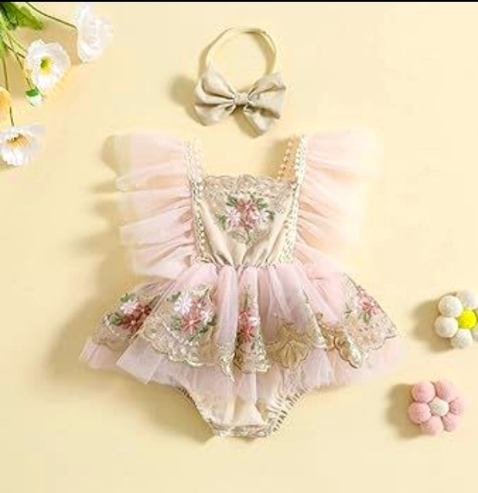 خرید و قیمت بادی پیراهن نوزادی تور گلدوزی شده مجلسی صفر تا ۱۸ ماه