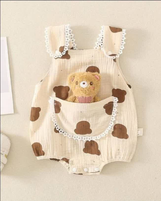 خرید و قیمت بادی نوزادی دخترانه تدی به همراه عروسک ۳ تا 18 ماه