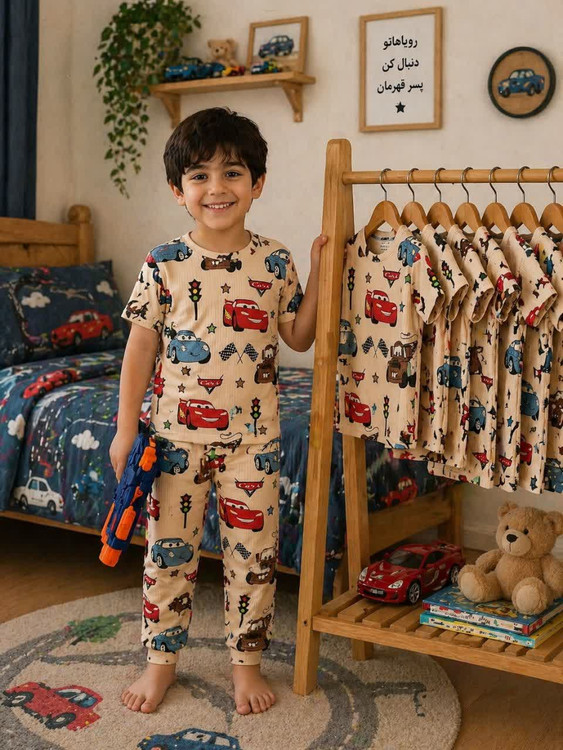ست راحتی تیشرت آستین کوتاه و شلوار بچه گانه 3 تا 11 سال