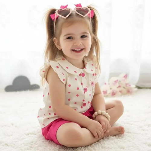 لباس شومیز شلوارک بچه گانه دخترانه نوزادی 6 ماه تا ۳ سال