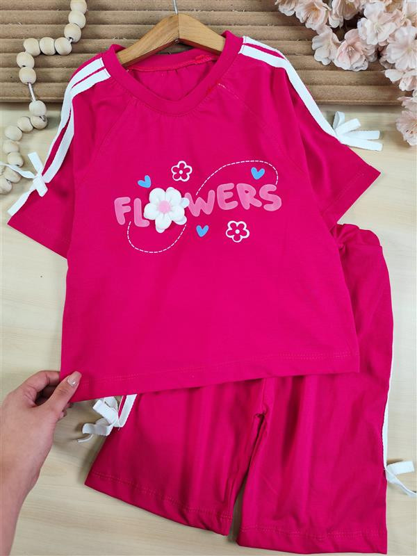ست کراپ و شلوارک راحتی بچگانه دخترانه از ۴ سال تا 12 سال رنگبندی کد 85401012