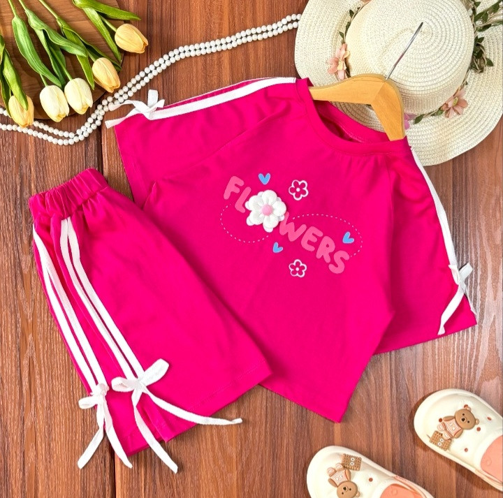 ست کراپ و شلوارک راحتی بچگانه دخترانه از ۴ سال تا 12 سال رنگبندی کد 85401012