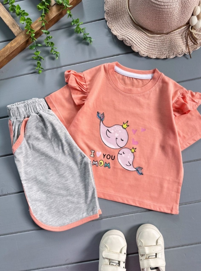 ست کراپ و شلوارک راحتی بچگانه دخترانه از ۲ تا ۵ سال رنگبندی