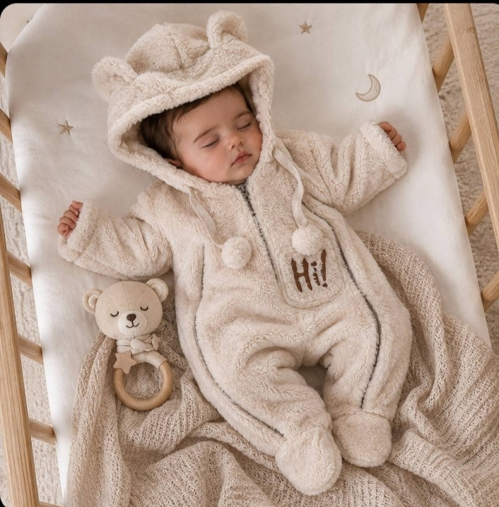 سرهمی تدی نوزادی کلاهدار داخل آستر ۳ تا ۱۸ ماه کد 95601012