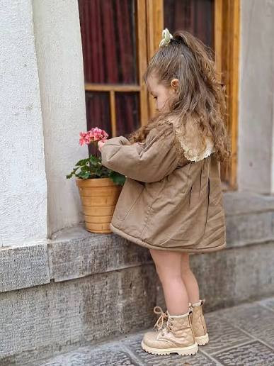 پالتو کتان دخترانه داخل خز 1 تا 6 سال کد 100101012