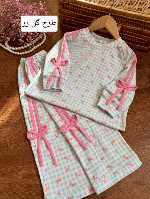 ست راحتی بلوز و شلوار بچگانه دخترانه نواردوزی ۱ تا 9 سال کد 102601012